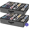 Onlyeasy Sturdy Under Bed Shoe Storage Organizer, Set Of 2, Fit 12 To 24 Pairs, Underbed Shoes Closet Storage Solution With Clear Window, Breathable, L29.3 X W23.6 X H5.9, Linen-Like Black, Mxaubsb2P