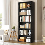 6-Tier Bookshelf, Modern Open Bookcase,6 Shelf Display Storage Shelves Floor Standing, 71 Inches Tall Shelves For Home Office, Black