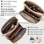 Women'S Leather Crossbody Bags Anti Theft Purses Rfid Blocking Handbags Trendy Travel Adjustable Strap Tassel