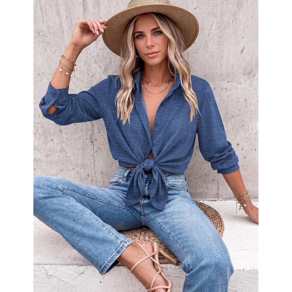 Zeagoo Blouses For Women Dressy Casual Long Sleeve Button Down Shirts Collared Summer Tops Fall Fashion Clothes