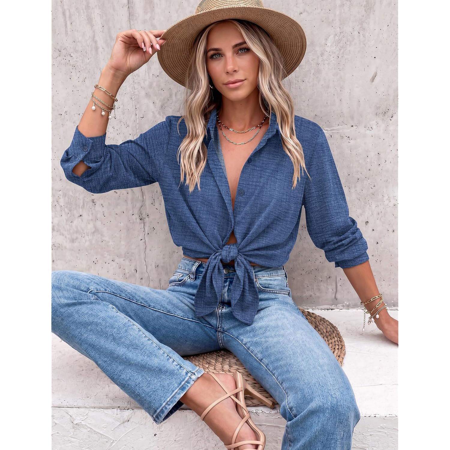 Zeagoo Blouses For Women Dressy Casual Long Sleeve Button Down Shirts Collared Summer Tops Fall Fashion Clothes