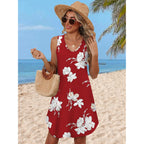 Aokosor Womens Summer Dresses 2026 Loose V Neck Sleeveless Dress Sundresses Swimsuit Coverup Vacation Outfits