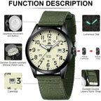 Ln Lenqin Mens Watches Unisex Military Sport Nylon Strap Stylish Luminous Fashion Analog Quartz Watch For Men Waterproof Army Tactical Casual Wristwatch
