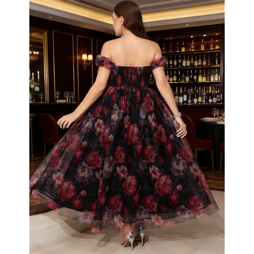 Eywol Plus Size Formal Cocktail Party Dress, Wedding Guest Evening Gown With Slit