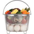 AOZITA Steamer Basket for Instant Pot Accessories 6 qt or 8 quart - 2 Tier Stackable 18/8 Stainless Steel Mesh - Silicone Handle - Vegetable Steamer Insert, Egg Basket, Pasta Strainer,Silver