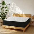 King Size 12 Inch Hybrid Innerspring Mattress, Individual Pocket Coils Gel Memory Foam, Medium Soft Black & White Cover, Fiberglass Free Certipur-Us Certified Compressed Bed In A Box, 76" X 80"