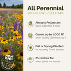 Eden Brothers All Perennial Wildflower Seed Mix For Planting, 1/4 Lb, 120,000+ Seeds Throw And Grow 19 Flower Varieties, Non-Gmo Covers To 1,000 Sq Ft, Attracts Pollinators, Spring Or Fall, Zones 3-10