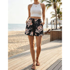 Womens Comfy Drawstring Casual Elastic Waist Pocketed Loose Fit Shorts Plus Size