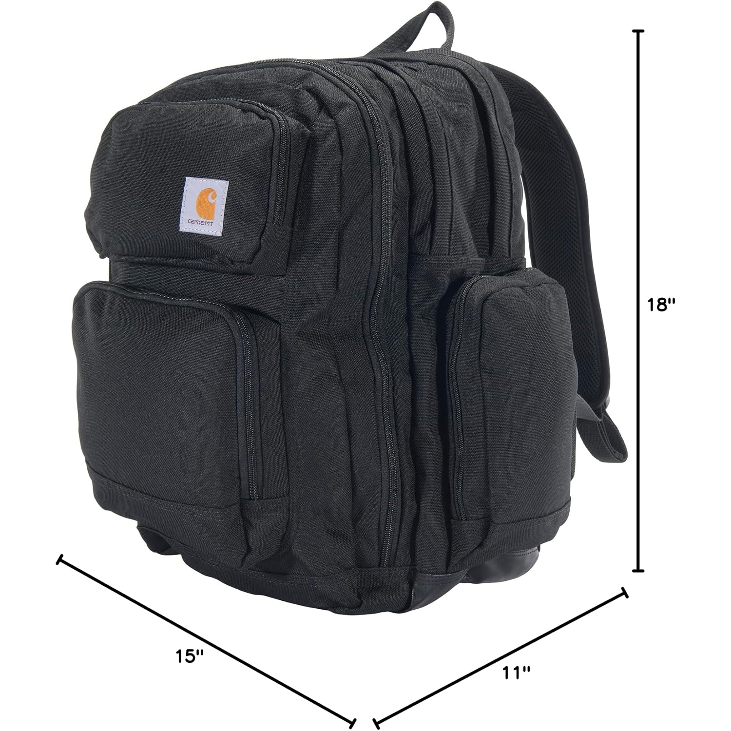 Carhartt 35L Triple-Compartment Backpack, Durable Pack With Laptop Sleeve And Duravax Abrasion Resistant Base, Black