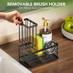Sink Caddy Sponge Holder For Kitchen With Brush Holder And Stainless Steel Self Drain Tray, Rustproof Kitchen Sink Organizer For Sponge, Soap Dispenser Storage Accessories