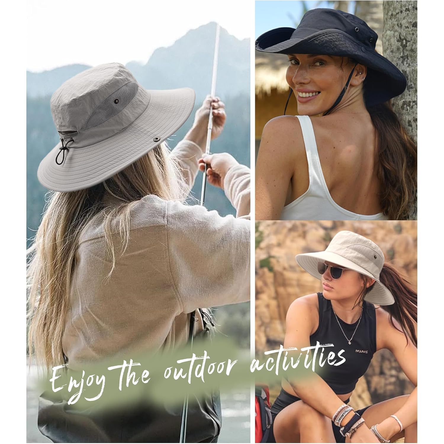 FURTALK Womens Sun Hat with Ponytail Hole Beach Hiking Summer Wide Brim UPF 80+ Outdoor Protection Foldable Bucket Hat