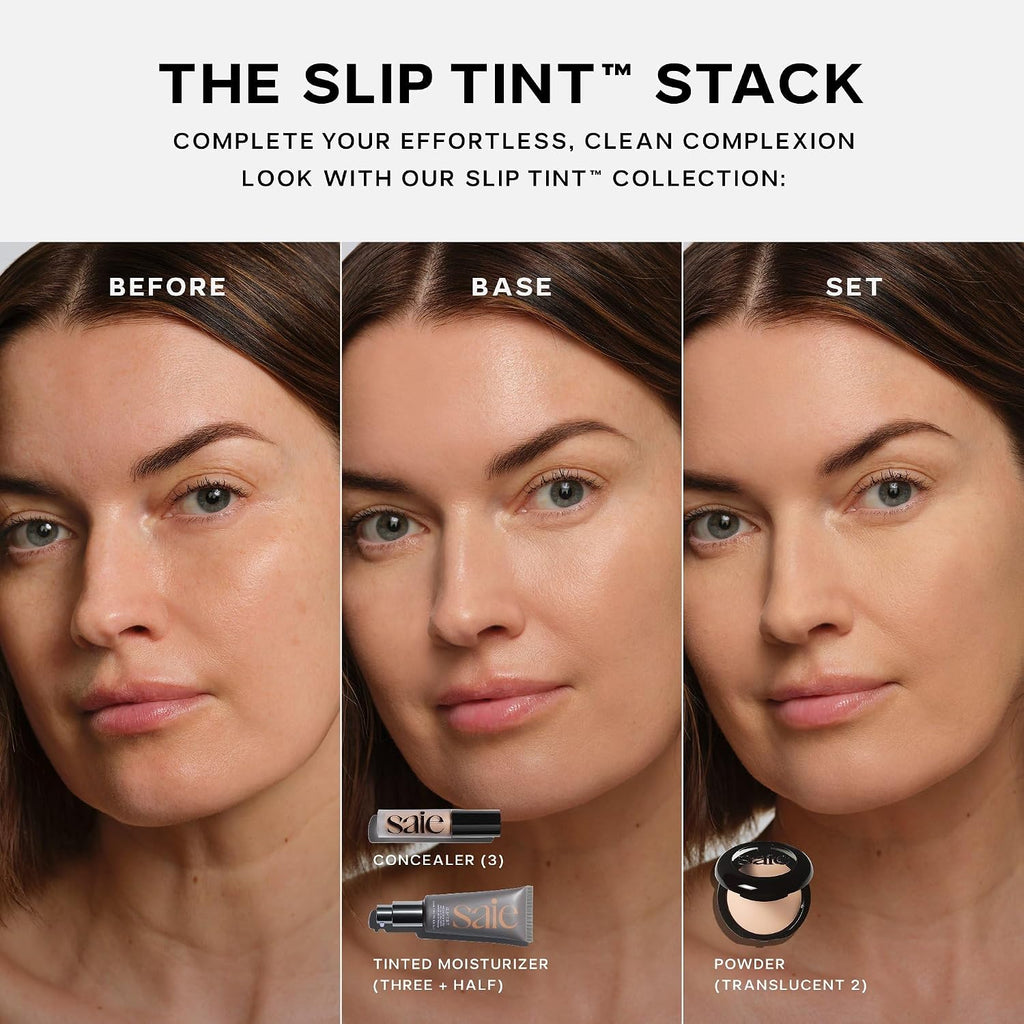 Saie Slip Tint Tinted Moisturizer With Spf 35 - Light Coverage, Glowy Skin Tint & Mineral Sunscreen For Face With Hydrating Hyaluronic Acid - Summer Makeup Essential - Shade Three + Half (1.35 Oz)
