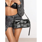 Verdusa Women's Y2K Purse Trendy Goth Studded Punk Leather Shoulder Bag 2000s Purse