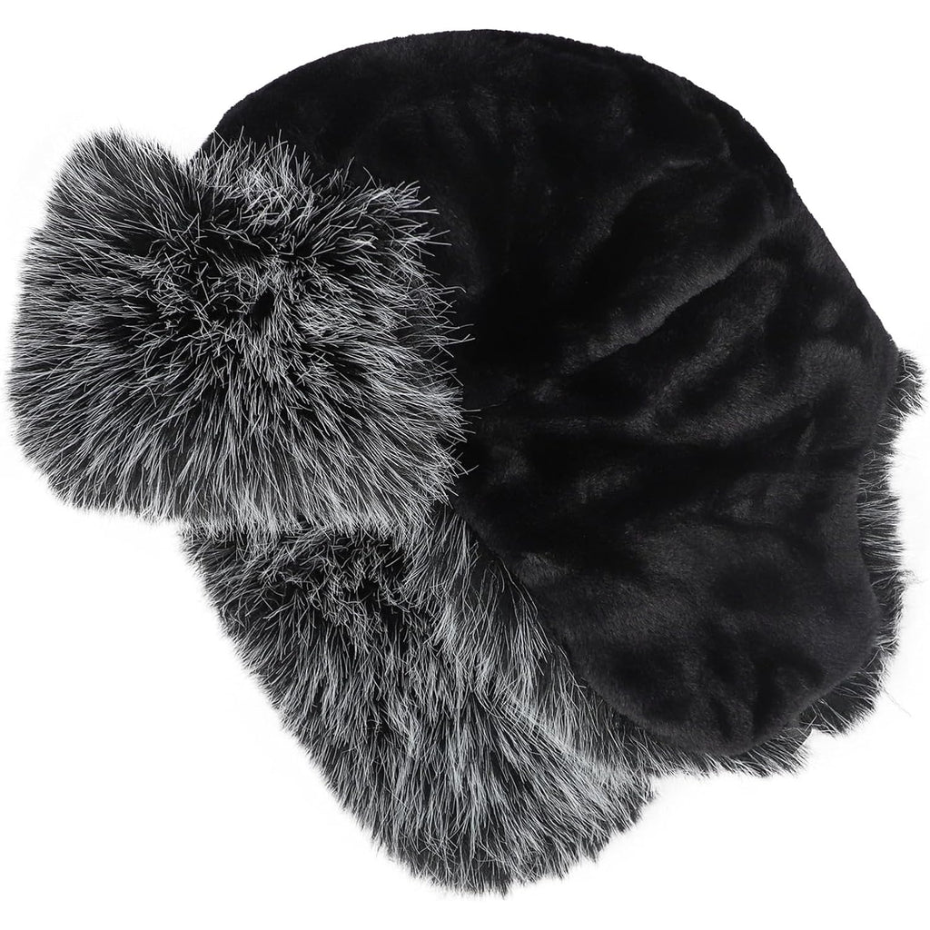PURFUN Fuzzy Faux Fur Ushanka Russian Hat for Men Women, Winter Plush Full Hood Earflap Cap Cycling Ski Hunting Trapper Hat