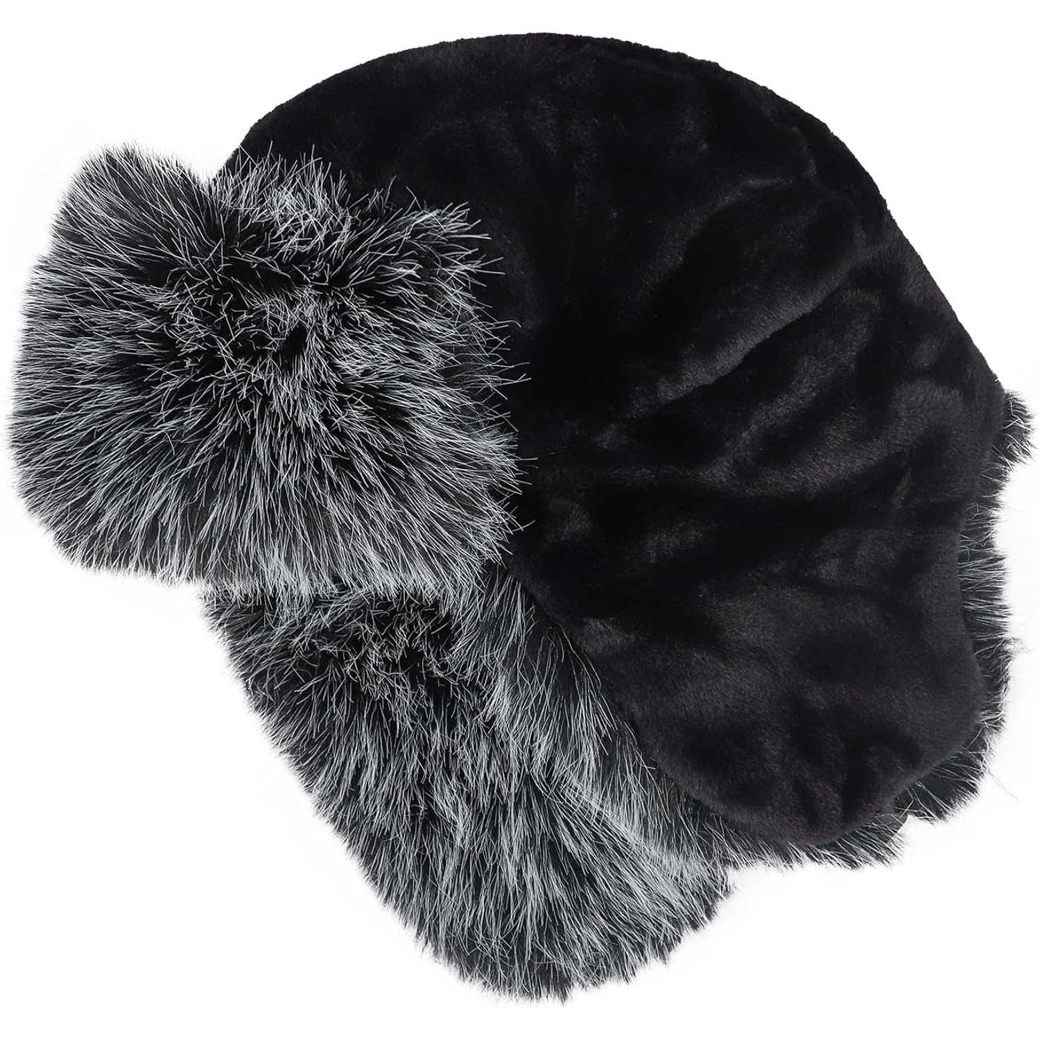 PURFUN Fuzzy Faux Fur Ushanka Russian Hat for Men Women, Winter Plush Full Hood Earflap Cap Cycling Ski Hunting Trapper Hat