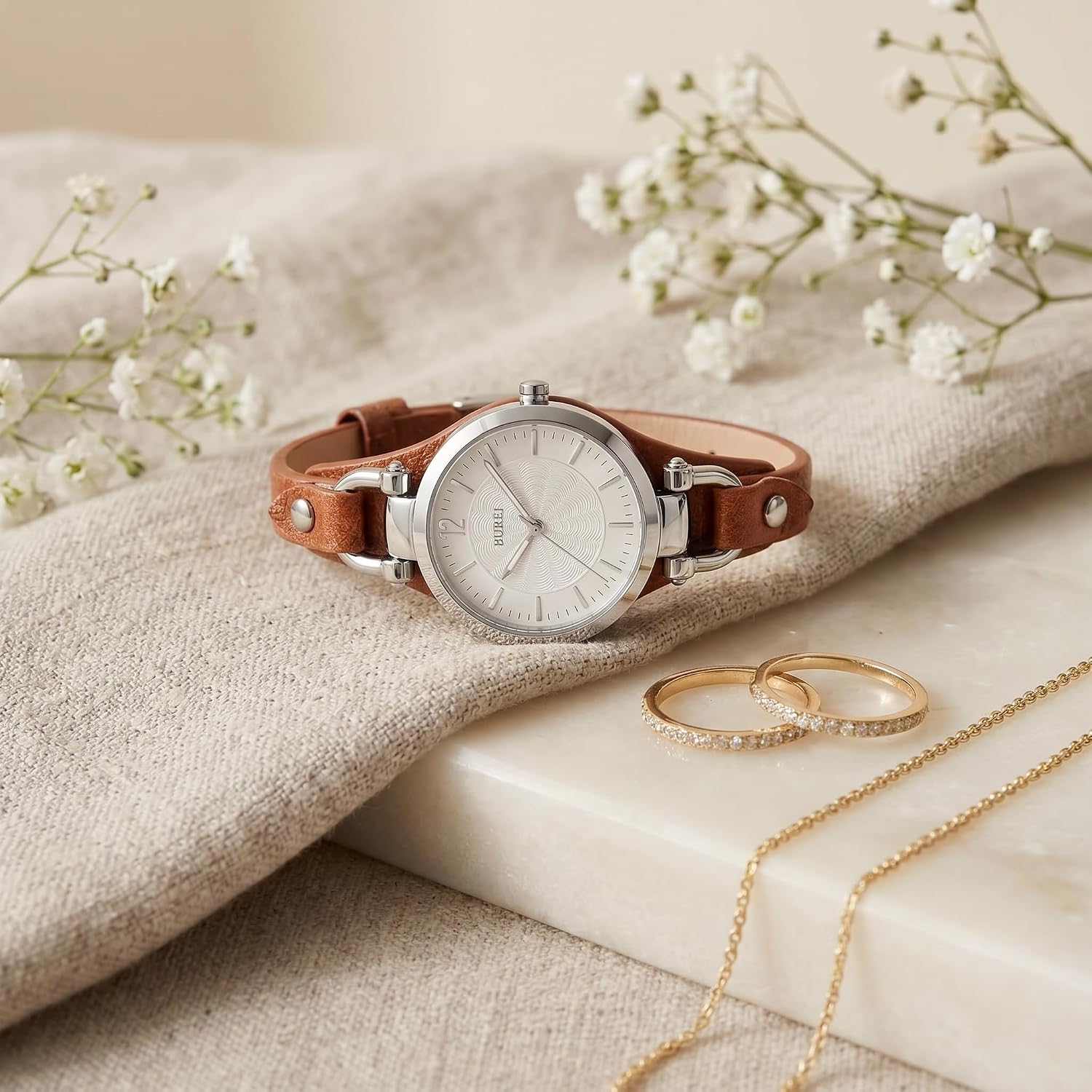 Burei Women Watches Simple Leather Strap Watch Analog Quartz Watches Small Thin Ladies Watch Bracelet Band Wristwatch, Gifts For Women