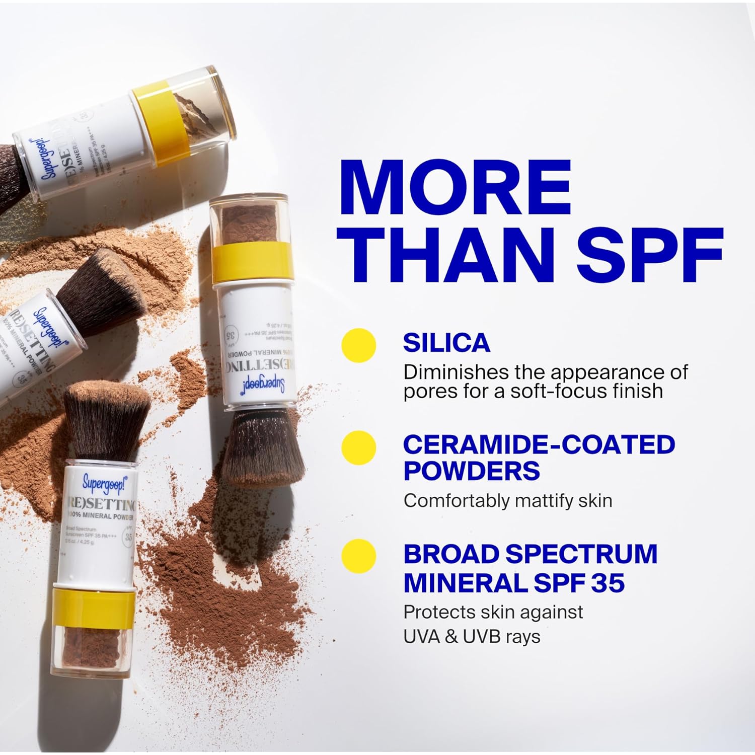 Supergoop! (Re) setting Face Powder SPF 35 - Broad Spectrum Mineral Sunscreen - 0.15 oz - Shine Control, Matte Finishing, On-the-Go Sun Protection