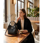 Small Crossbody Bag For Women, Fashion Top Handle Shoulder Purse With Lock Accent, Soft Leather Mini Satchel Tote Bag