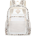 Clear Backpack For Girls Women School Bookbag Heavy Duty Transparent Backpacks (Beige Corduroy Leopard)