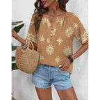 Rapbin Womens Summer Boho Tops Casual Short Sleeve Blouses Button Down Shirts 2026 Beach Vacation Clothes