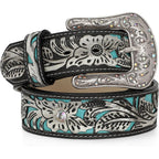 TRIWORKS Western Belts for Women Cowgirl,Cowboy Bling Country Turquoise Belts for Jeans Pants Dresses
