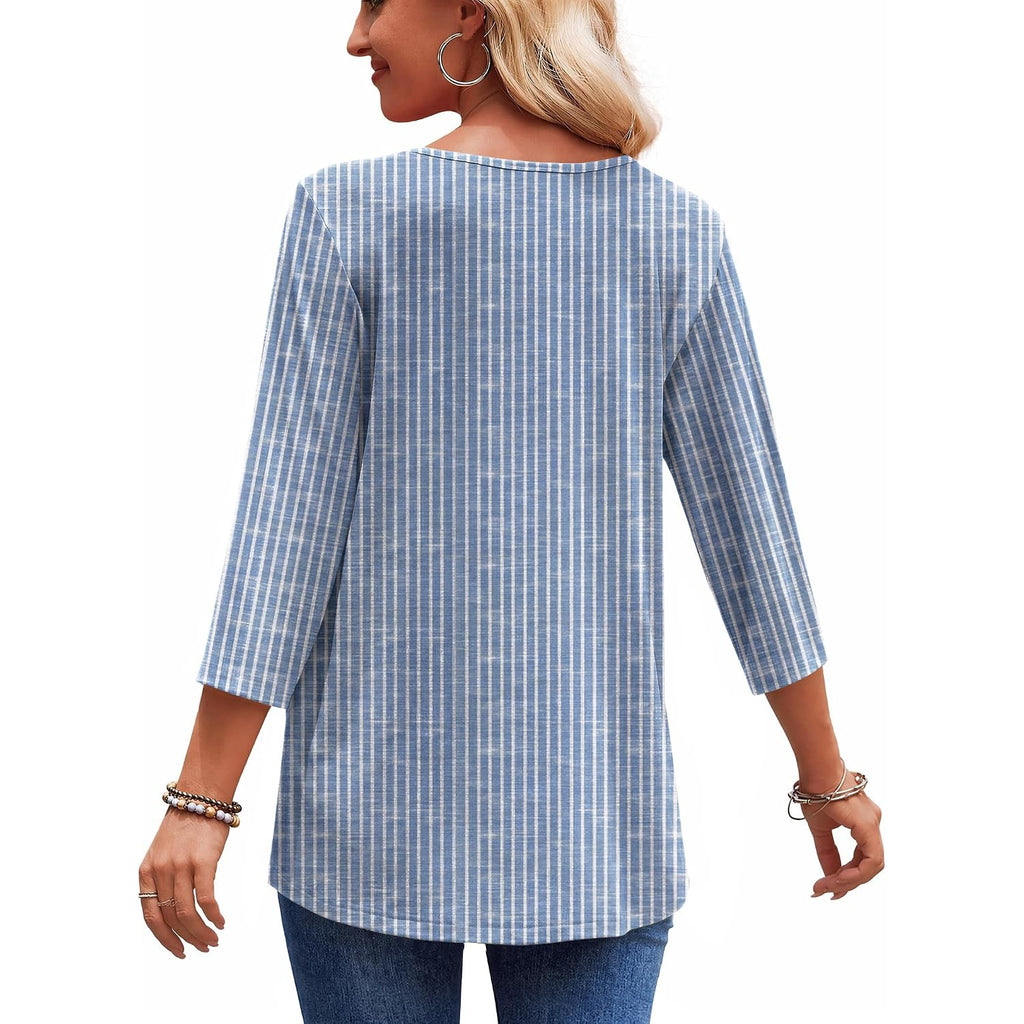 Zeagoo 3/4 Length Sleeve Womens Tops 2026 Blouses for Women Dressy Casual Fashion Clothing V Neck T-Shirts Summer Outfits