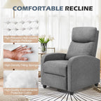 Sweetcrispy Massage Recliner Chair For Adults, Adjustable Home Theater Seating With Lumbar Support For Living Room, Modern Fabric Reclining For Small Space, Grey