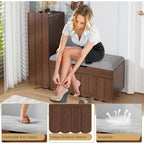 3More Shoe Organizer Cabinet,Entryway Bench With Adjustable Shelves And Cushioned Seat,Unique L-Shaped Bench Cabinet For Entryway, Hallway, Living Room