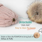 Furtalk Womens Winter Beanie Hat Satin Lined Faux Fur Pom Pom Beanies Hat For Women Winter Warm Knit Hats