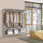 Lokeme Wardrobe Closet,Portable Closet For Bedroom Steel Pipe Diameter 19Mm Strong And Sturdy Black Portable Closets For Hanging Clothes With 3 Hanging Rods, 6 Storage Shelves And Side Pockets