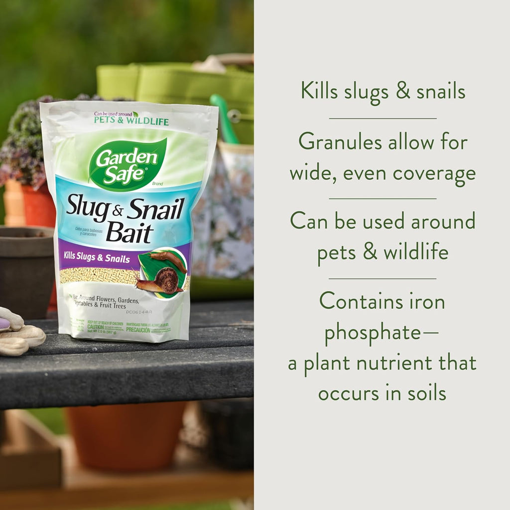 Garden Safe Brand Slug & Snail Bait Granules, 2 Pounds, Slugs & Snails Begin To Die Within 3 To 6 Days, Can Be Used Around Pets & Wildlife, For Lawns, Gardens & Greenhouses, 1 Pack