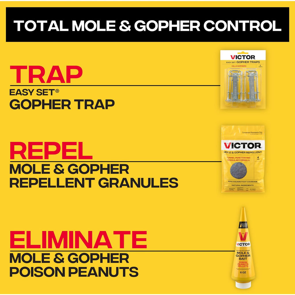 Victor Outdoor Mole & Gopher Poison Peanuts 4-Pack | Zinc Phosphide Rodenticide Bait For Mole And Gopher Killer Pest Control In Yards And Lawns, 6 Oz Per Container, M6006-4