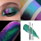 Metallic Liquid Chameleon Eyeshadow, Multi-Dimensional Eye Looks, Long-lasting Holographic Glitter Multichrome Eyeshadows Makeup (#Peacock+Wonder+Ember)