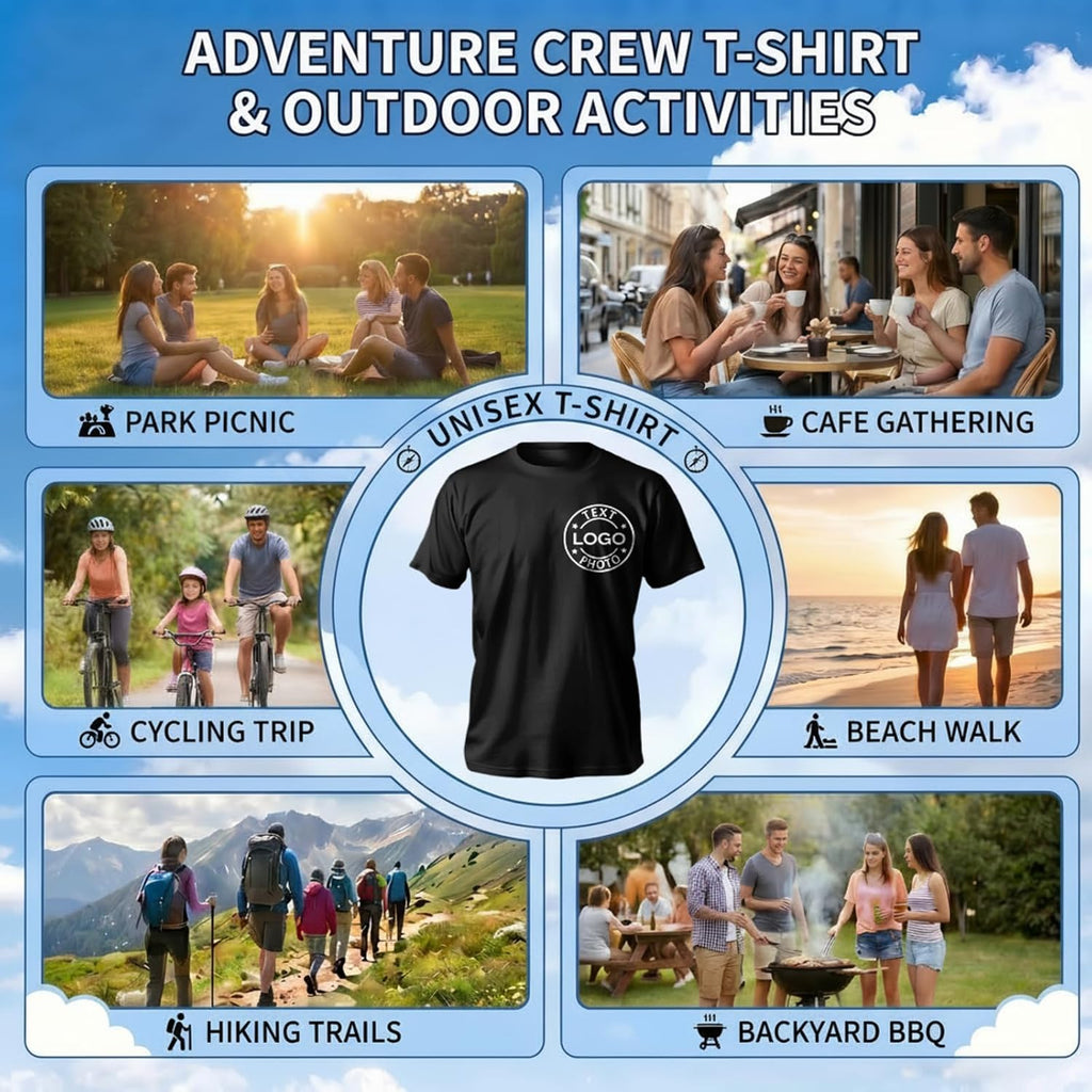 Bulk Custom T Shirts With Your Text Logo Photo, Personalized T Shirt For Men Women Black Cotton T-Shirts Custom Gifts