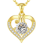 CDE Mothers Day Gifts 18K Gold Plated Initial Love Heart 2 Carat Moissanite Necklaces for Women 925 Sterling Silver Jewelry Christmas Anniversary Birthday Present Gifts for Wife Lady Girlfriend Her