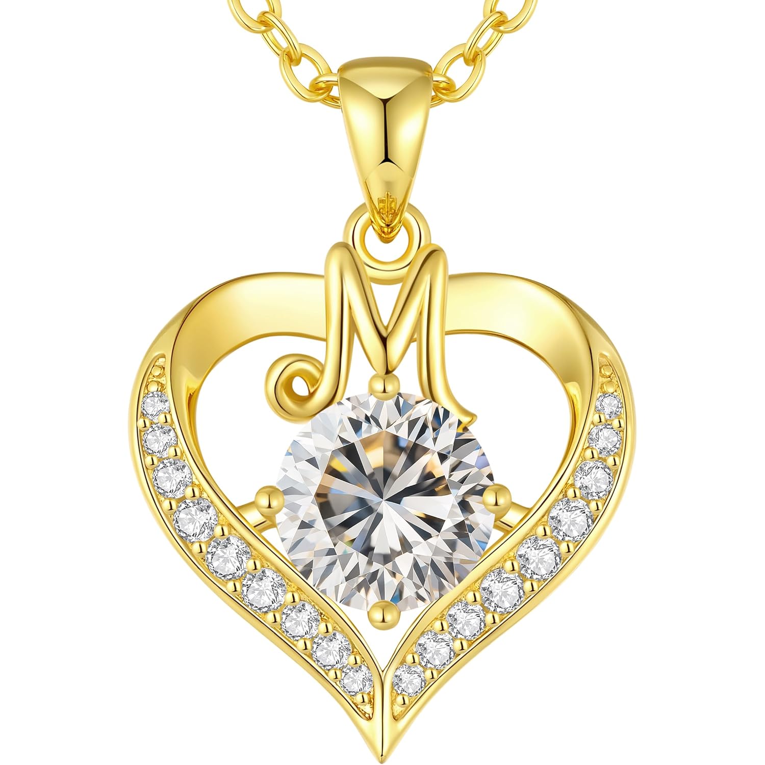 CDE Mothers Day Gifts 18K Gold Plated Initial Love Heart 2 Carat Moissanite Necklaces for Women 925 Sterling Silver Jewelry Christmas Anniversary Birthday Present Gifts for Wife Lady Girlfriend Her