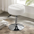 Lue Bona Adjustable Vanity Stool, 360 Swivel Chair For Makeup Room, White Faux Leather Stool For Bathroom & Living Room