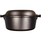 Lodge Cast Iron Double Dutch Oven 5 Quart - Pre-Seasoned 2-in-1 Cast Iron Cookware - Pot & Skillet Combo - Even Heat Retention - Oven-Safe, Versatile Pot