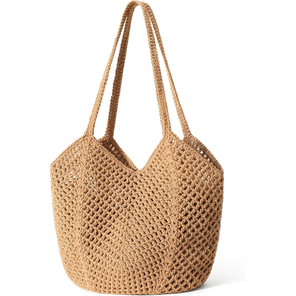 Tavaleu Crochet Tote Beach Bags for Women, Mesh Beach Tote Knit Bag, Summer Vacation Aesthetic Boho Hobo Shoulder Bag