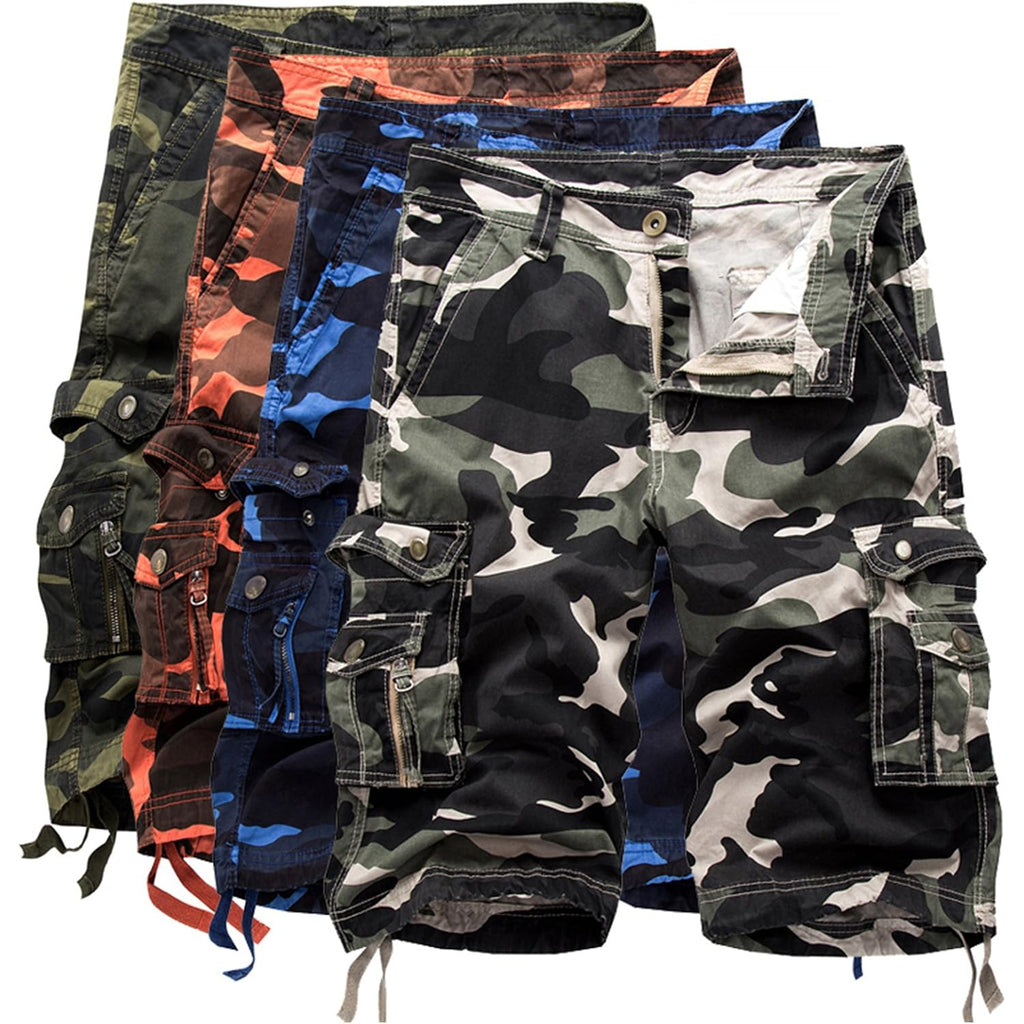 Mens Camo Cargo Shorts Cotton Multi-Pocket Outdoor Camouflage Cargo Shorts