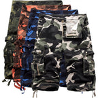 Mens Camo Cargo Shorts Cotton Multi-Pocket Outdoor Camouflage Cargo Shorts
