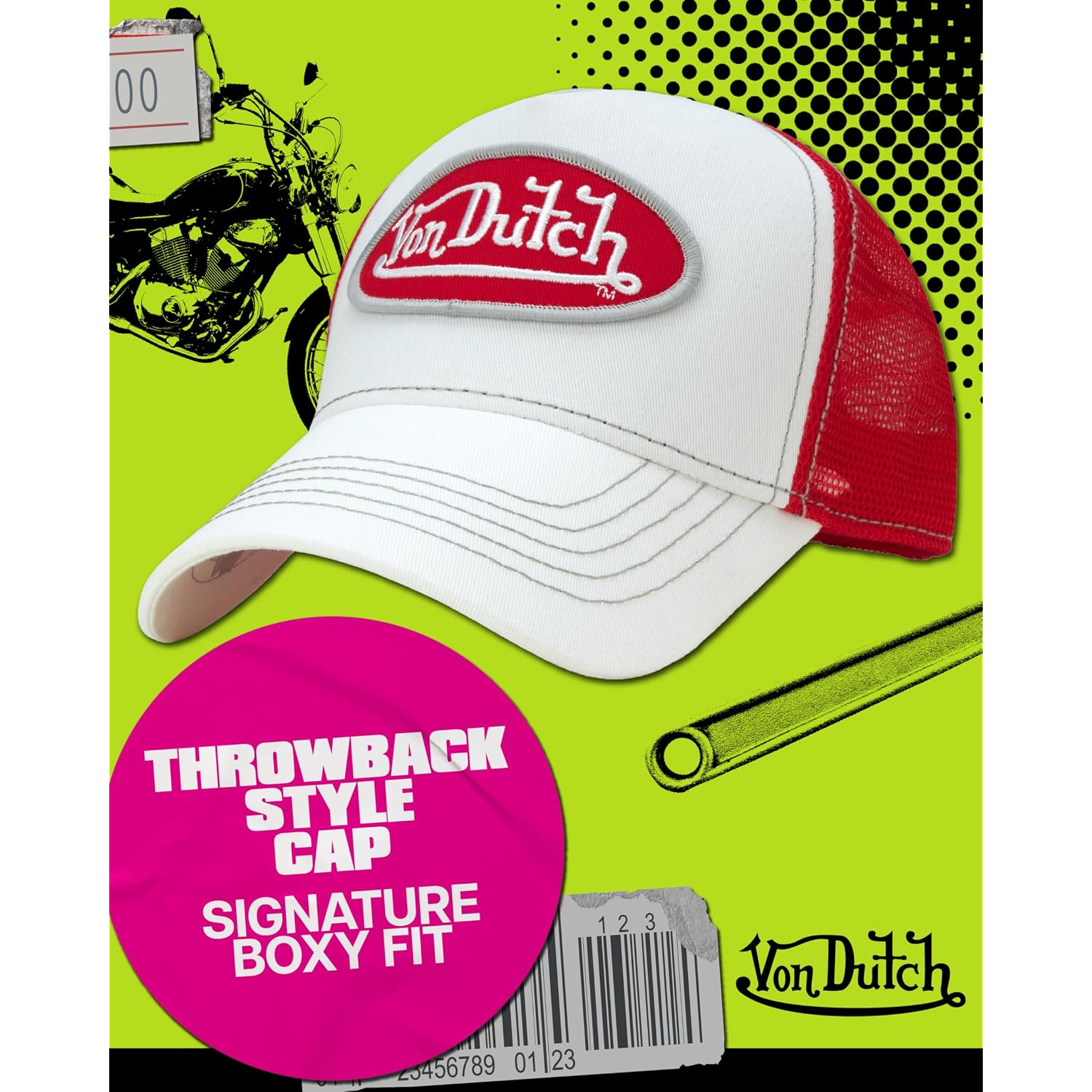 Von Dutch Unisex Trucker Hat - Curved Bill Mesh Back Retro Classic Colorblock Snapback Baseball Cap For Men And Women
