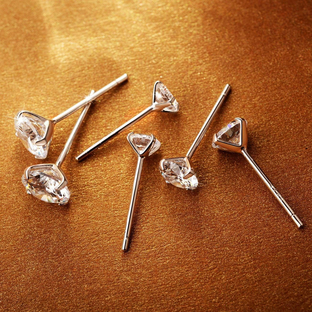 925 Sterling Silver Earrings, Cubic Zirconia Stud Earrings, Diamond Stud Earrings for Women
