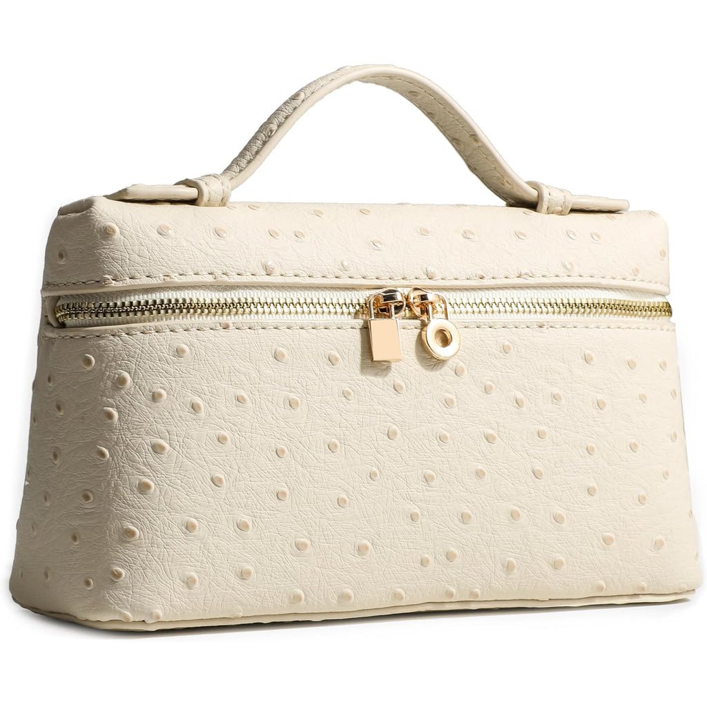 Crossbody Bag For Women Small Top-Handle Pouch Purse Shoulder Handbag Synthetic Ostrich Leather Gold Hardware