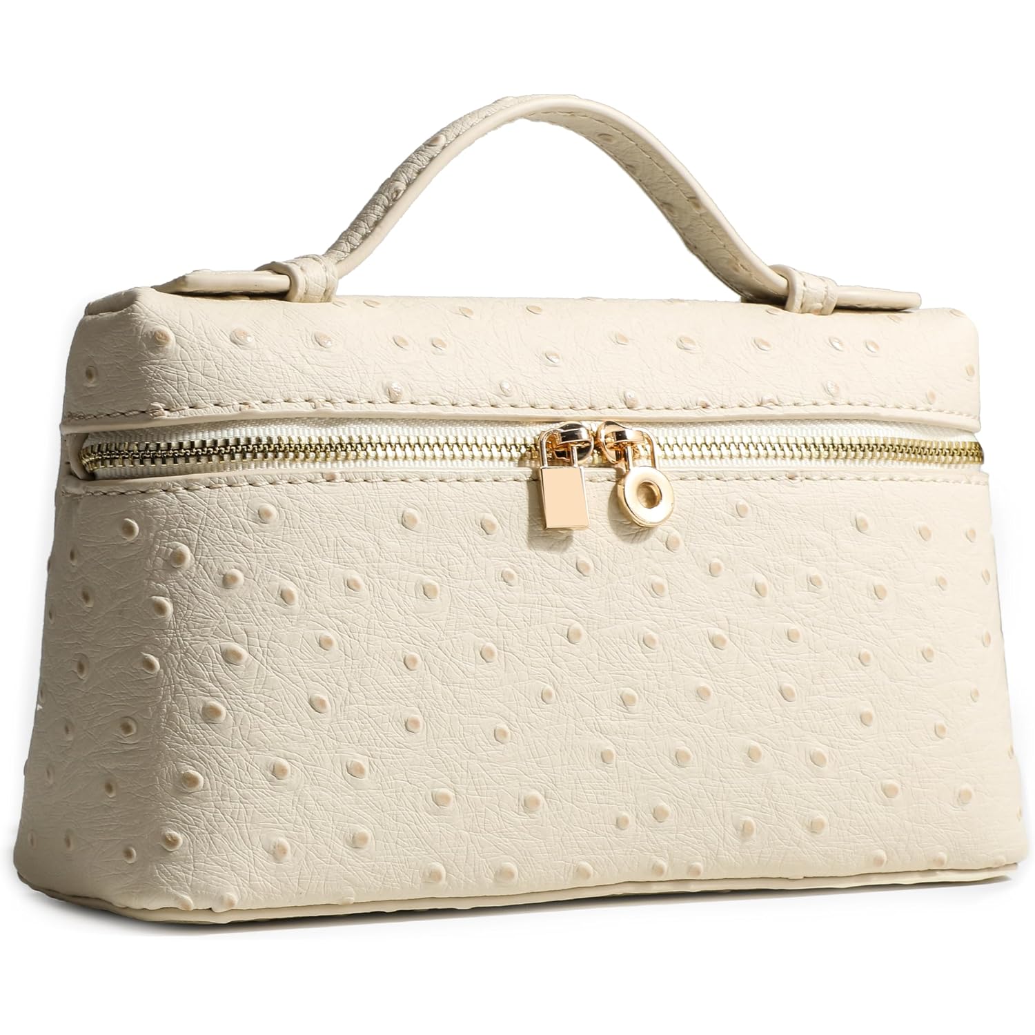 Crossbody Bag For Women Small Top-Handle Pouch Purse Shoulder Handbag Synthetic Ostrich Leather Gold Hardware