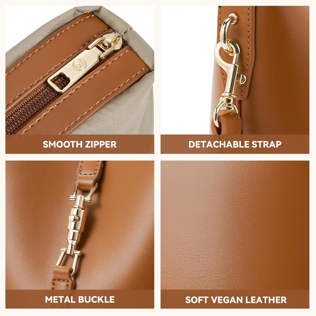 Bostanten Small Bucket Bag For Women Crossbody Bags Trendy Vegan Leather Shoulder Purses Designer Ladies Handbags