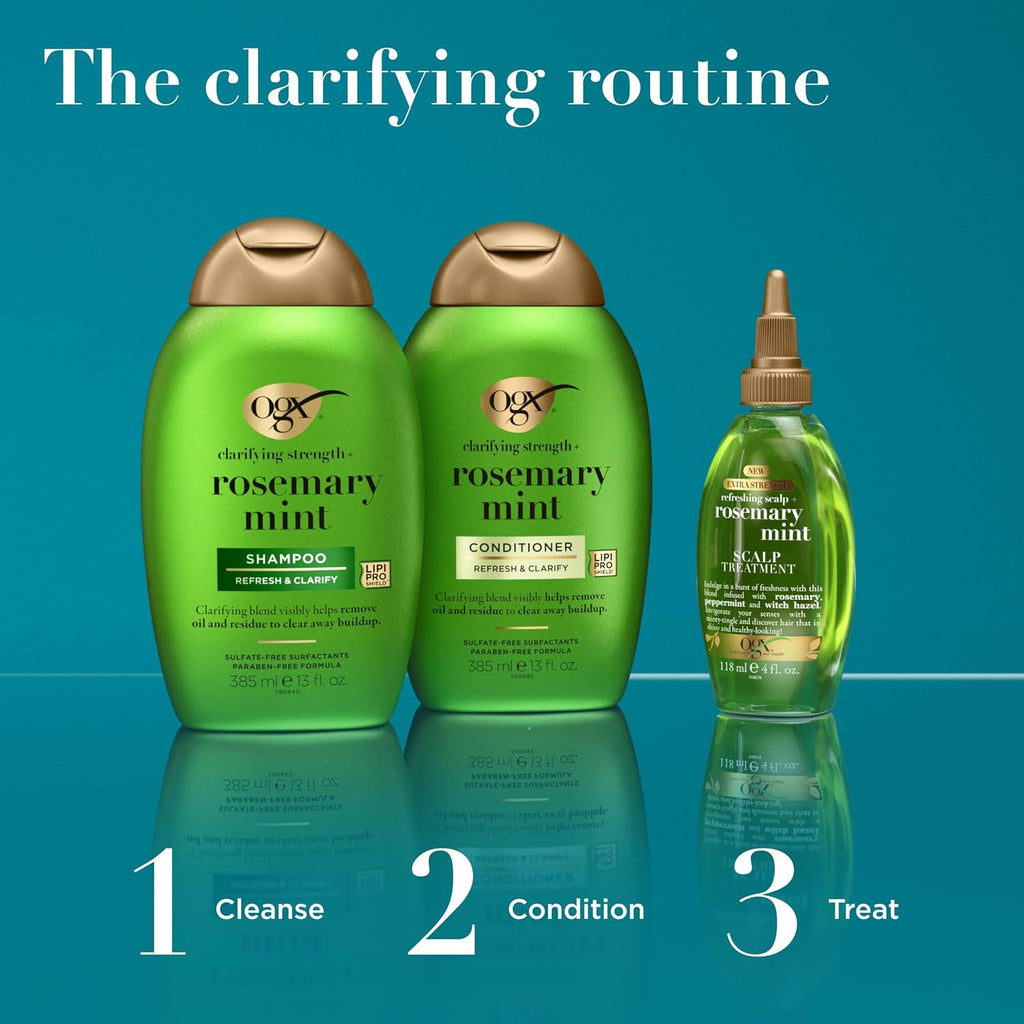 Ogx Clarifying Strength + Rosemary Mint Conditioner, Clarifying Conditioner For Oily Hair Visibly Helps Remove Oil & Residue To Clear Away Buildup, Sulfate-Free Surfactants, 13 Fl. Oz