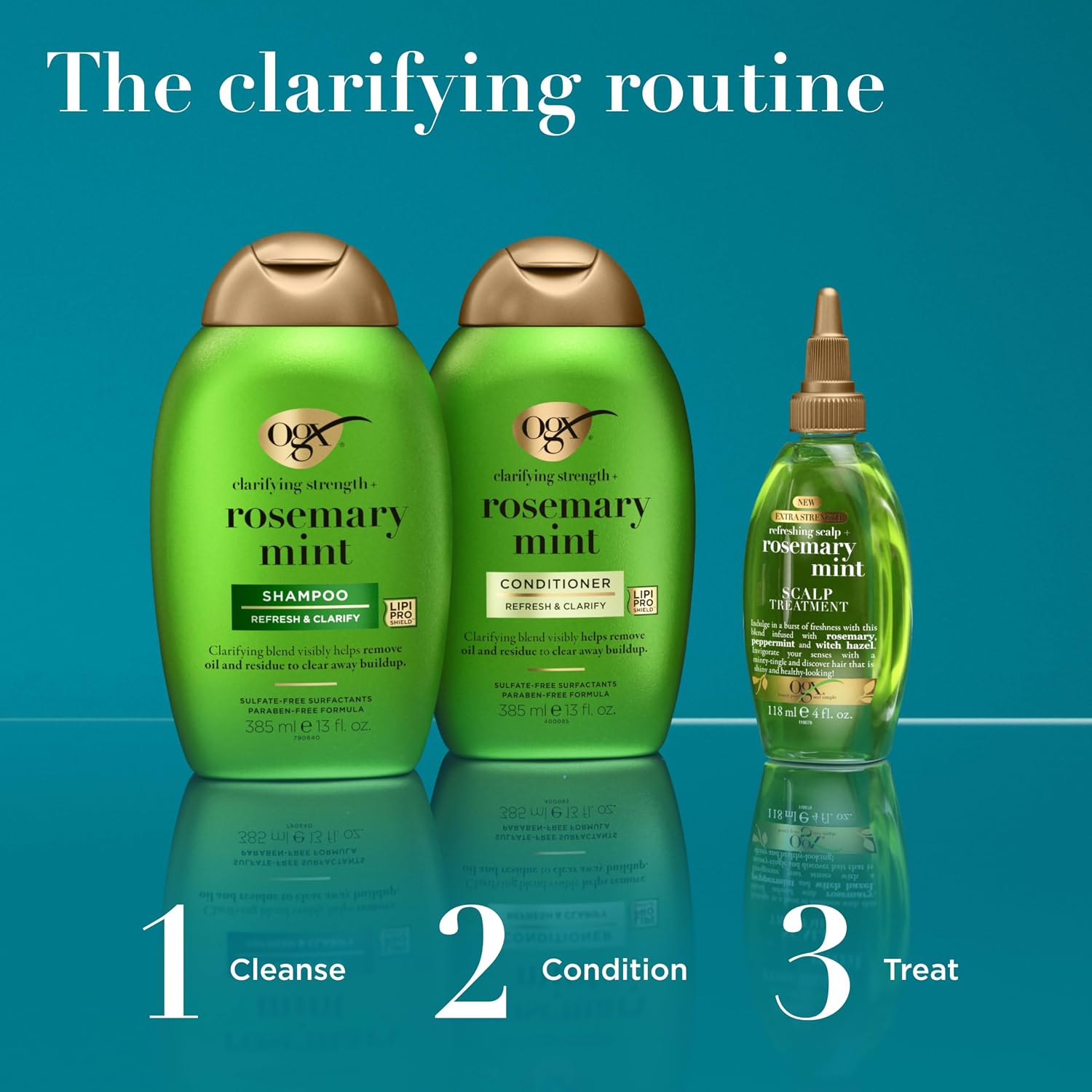 Ogx Clarifying Strength + Rosemary Mint Conditioner, Clarifying Conditioner For Oily Hair Visibly Helps Remove Oil & Residue To Clear Away Buildup, Sulfate-Free Surfactants, 13 Fl. Oz
