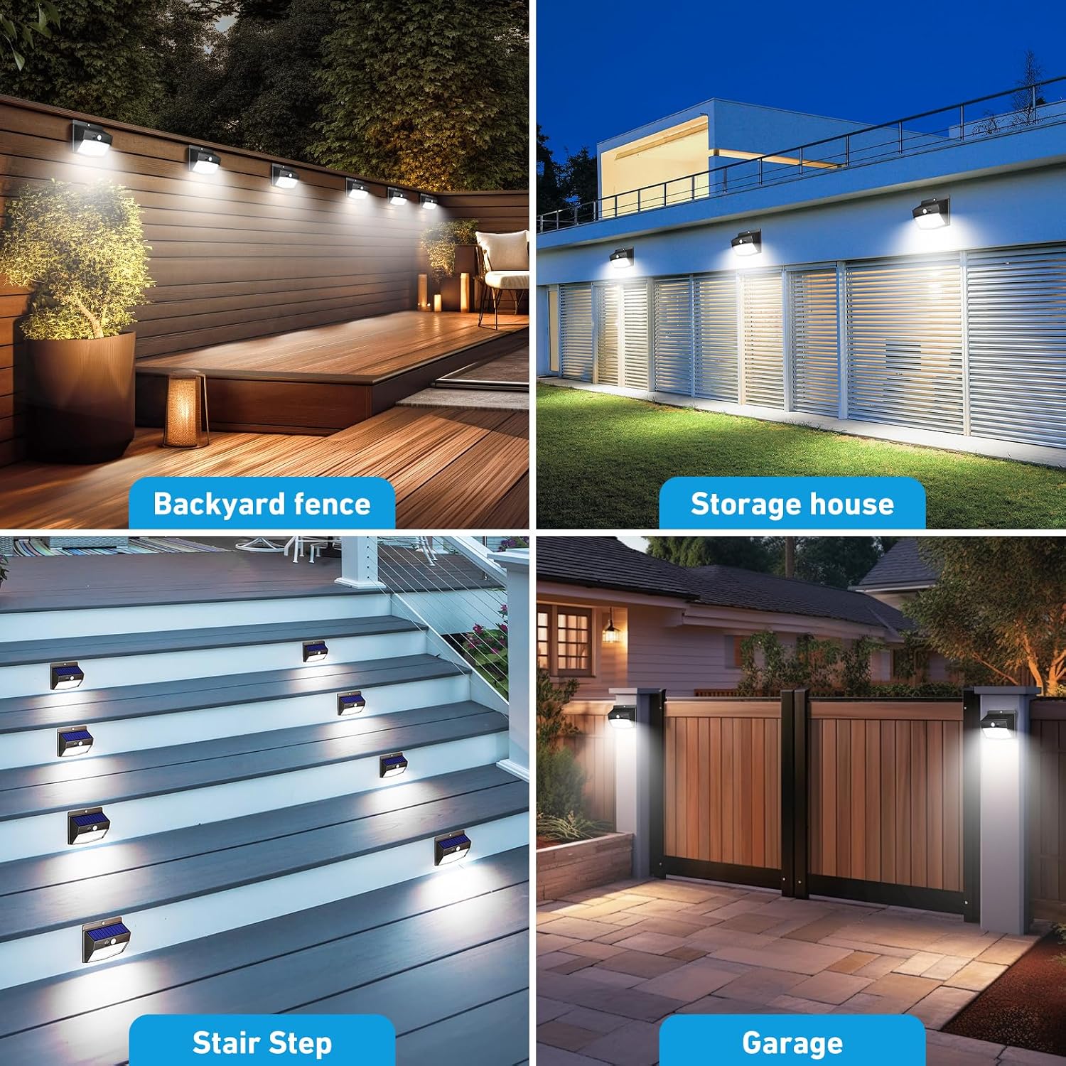 [6 Packs] Solar Lights Outdoor Motion Sensor Solar Security Lights Waterproof With 3 Lighting Modes Solar Powered Wall Lights Outside For Garden Fence Yard Deck