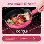 CAROTE 15pcs Pots and Pans Set Non Stick, Cookware Set Non Toxic with Detachable Handle, Induction Kitchen Cooking Set, Dishwasher/Oven Safe, RV/Camping Cookware